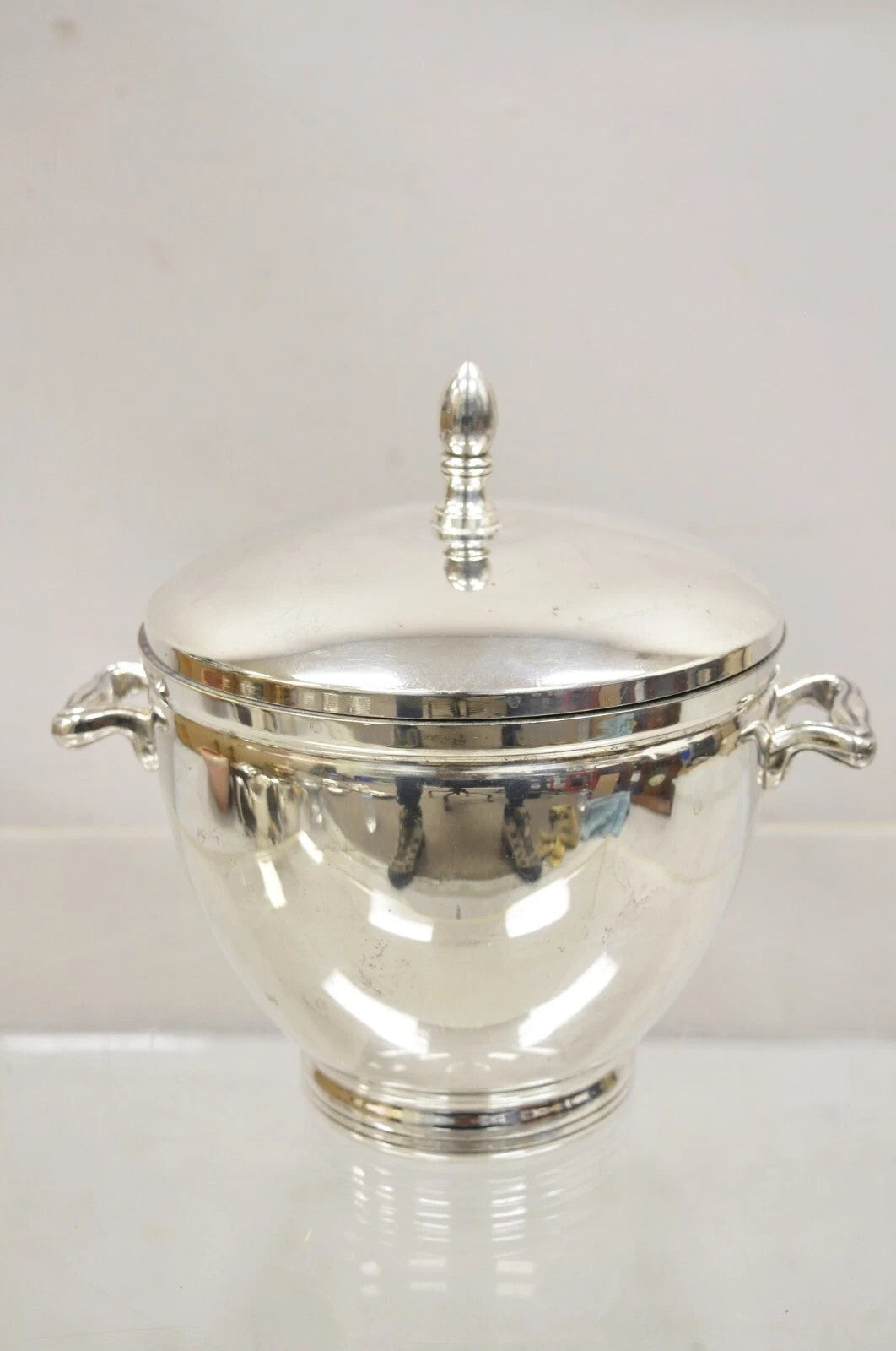 Vintage Knight Silversmiths Silver Plated Modern Lidded Bar Ice Bucket