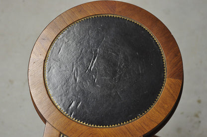 Vintage Weiman Heiroom French Empire Regency Style Black Leather Top Side Table