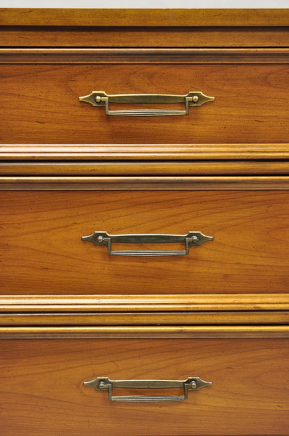 Vintage French Provincial Cherry Wood White Furn. 9 Drawer Credenza Long Dresser