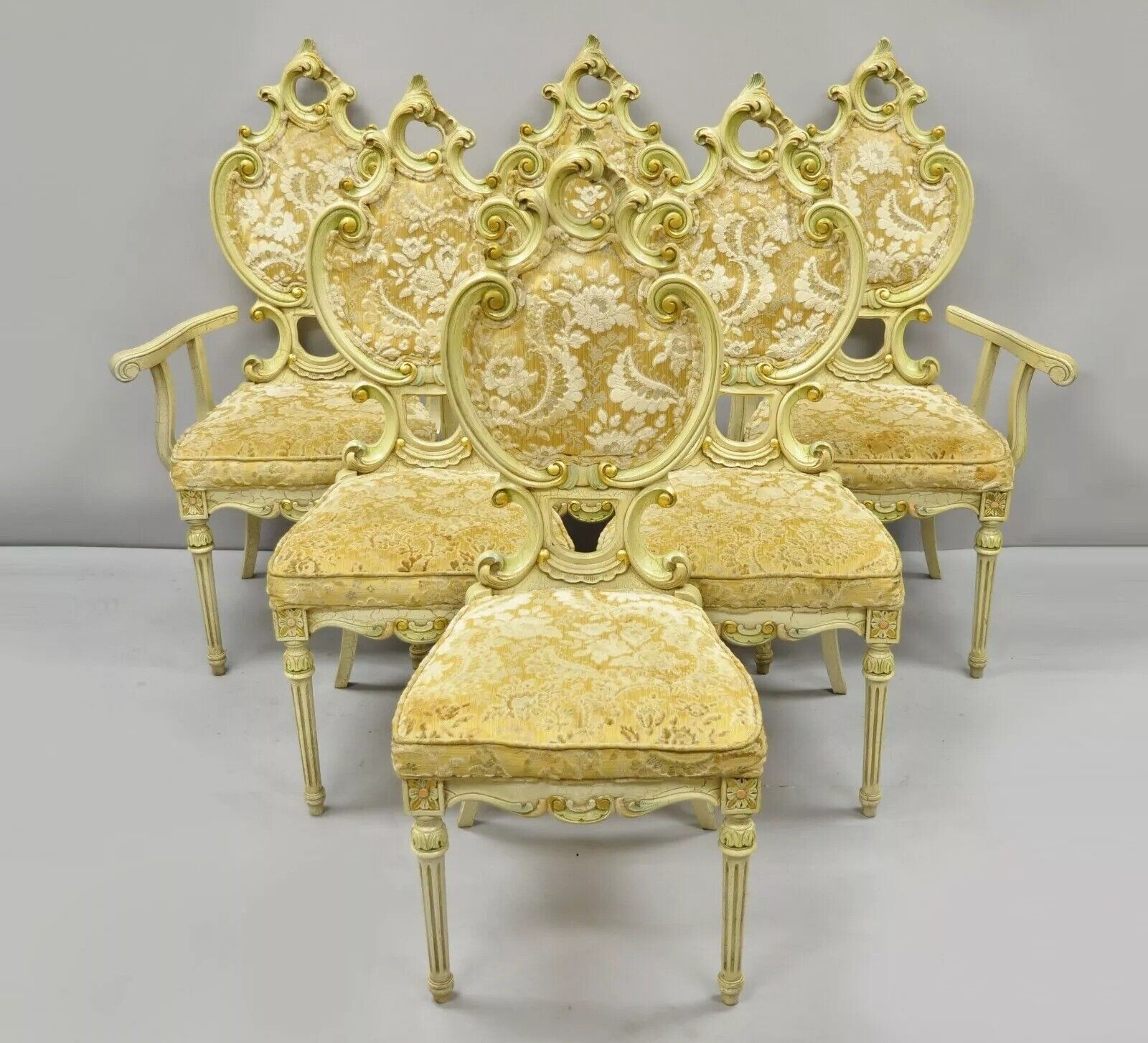 Silik Style Italian Baroque Rococo Dining Room Set by John Turano & Sons - 7 Pcs