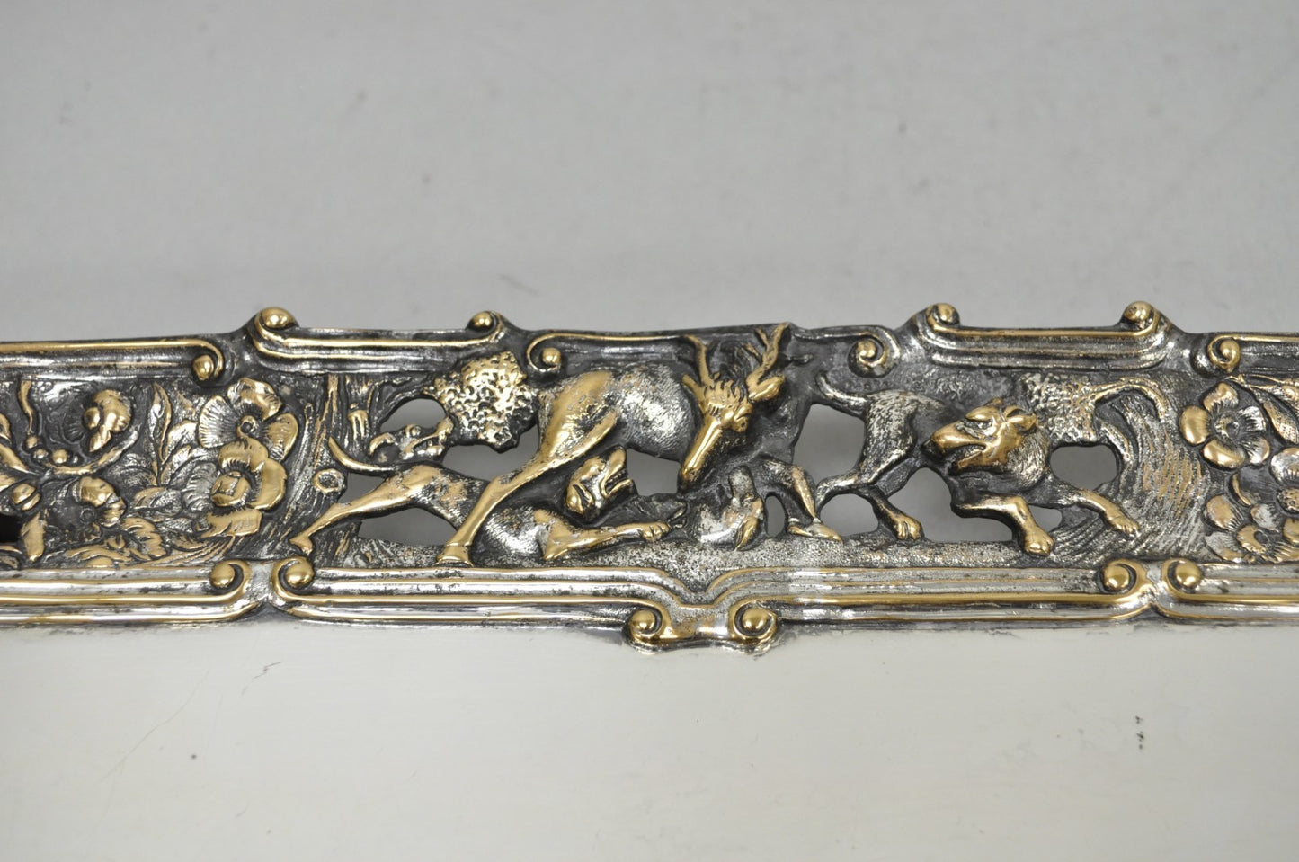 French Renaissance Bacchanal Scene Silver Plated Bacchus Figural Platter Tray