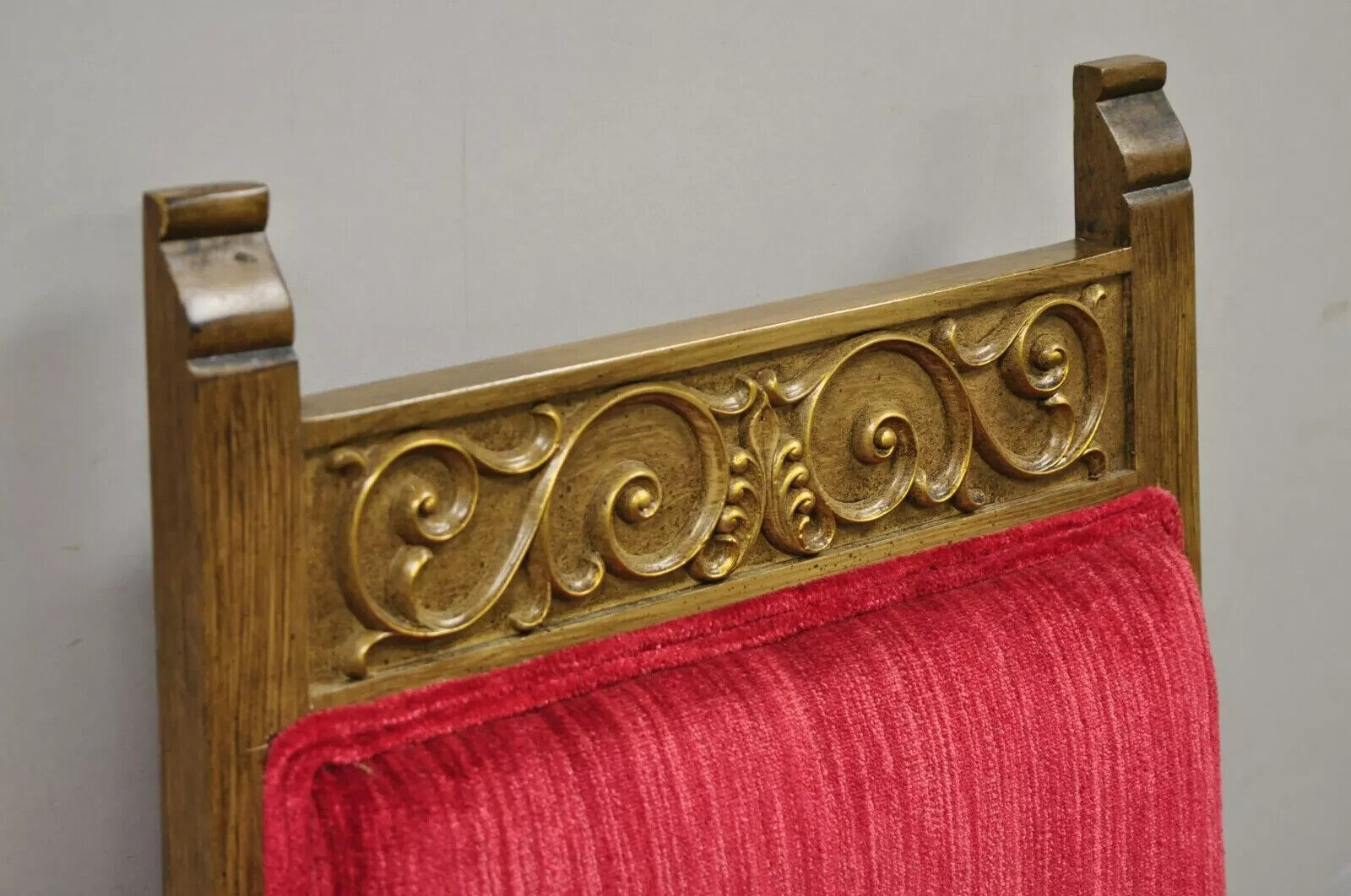 Vintage Italian Hollywood Regency Red High Back Lounge Arm Chairs - a Pair