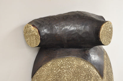 Large 80" Gabon African Carved Wood Elongated Fang Ngil Mask Sculpture Statue