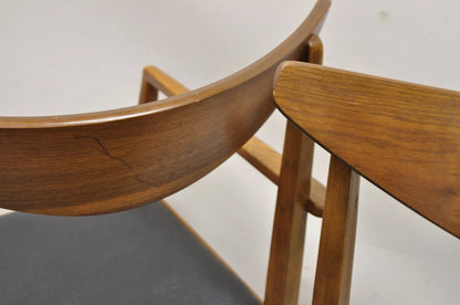 Vintage Mid Century Modern Cat Eye Walnut Dining Chairs by Stanley - Set of 4