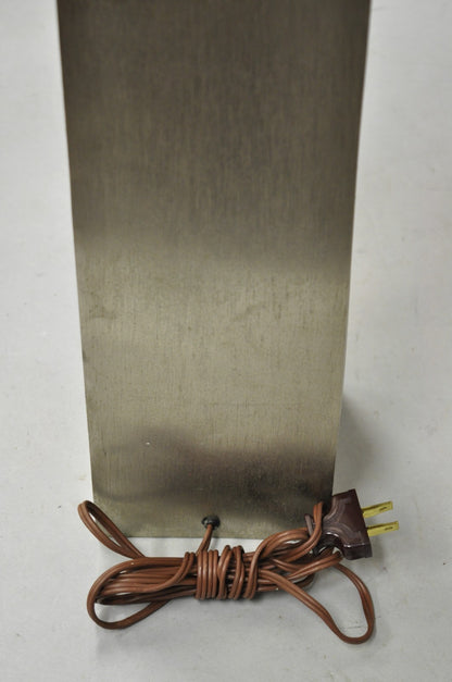 Laurel Pierre Cardin Style Brushed Aluminum Mid Century Modern Cubist Table Lamp