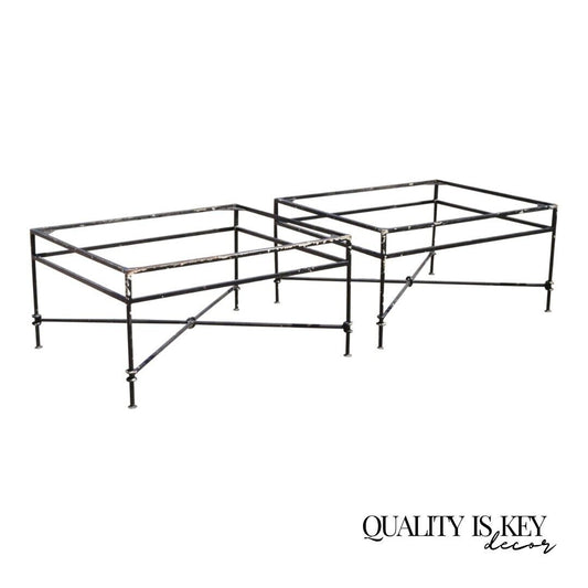 Vintage Wrought Iron Italian Regency Neoclassical Style Rectangular Coffee Table