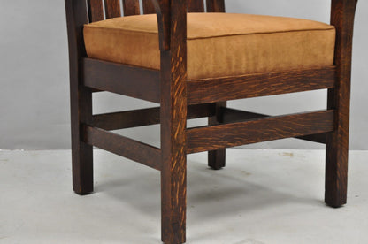 Antique Stickley & Brandt Mission Oak Arts & Crafts Arm Chair with Drop Seat