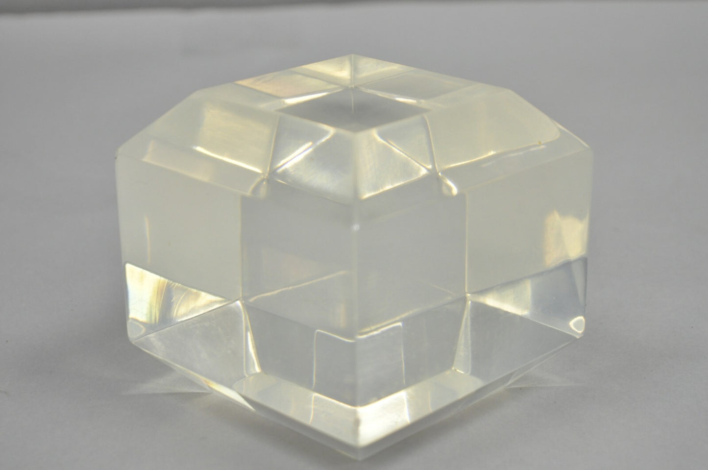 Vintage Mid Century Modern Thick Clear Lucite Sculptural Desk Paperweight