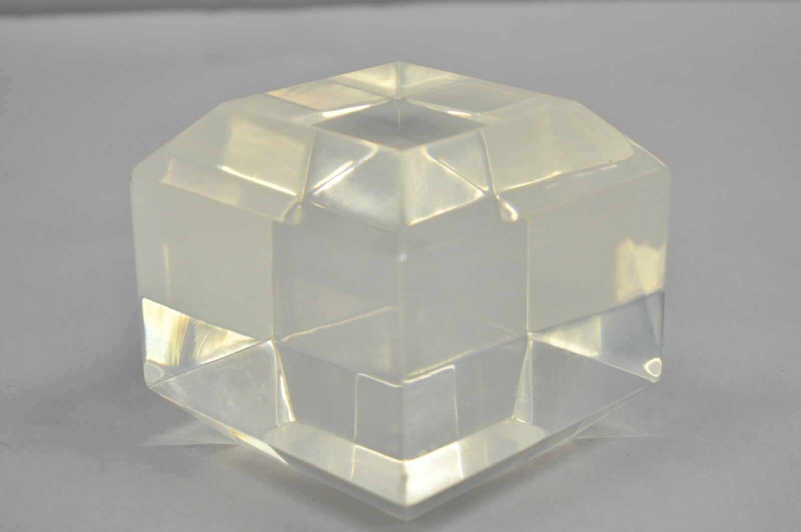 Vintage Mid Century Modern Thick Clear Lucite Sculptural Desk Paperweight