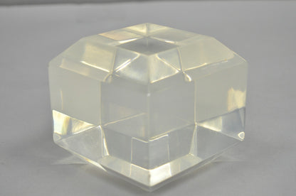 Vintage Mid Century Modern Thick Clear Lucite Sculptural Desk Paperweight