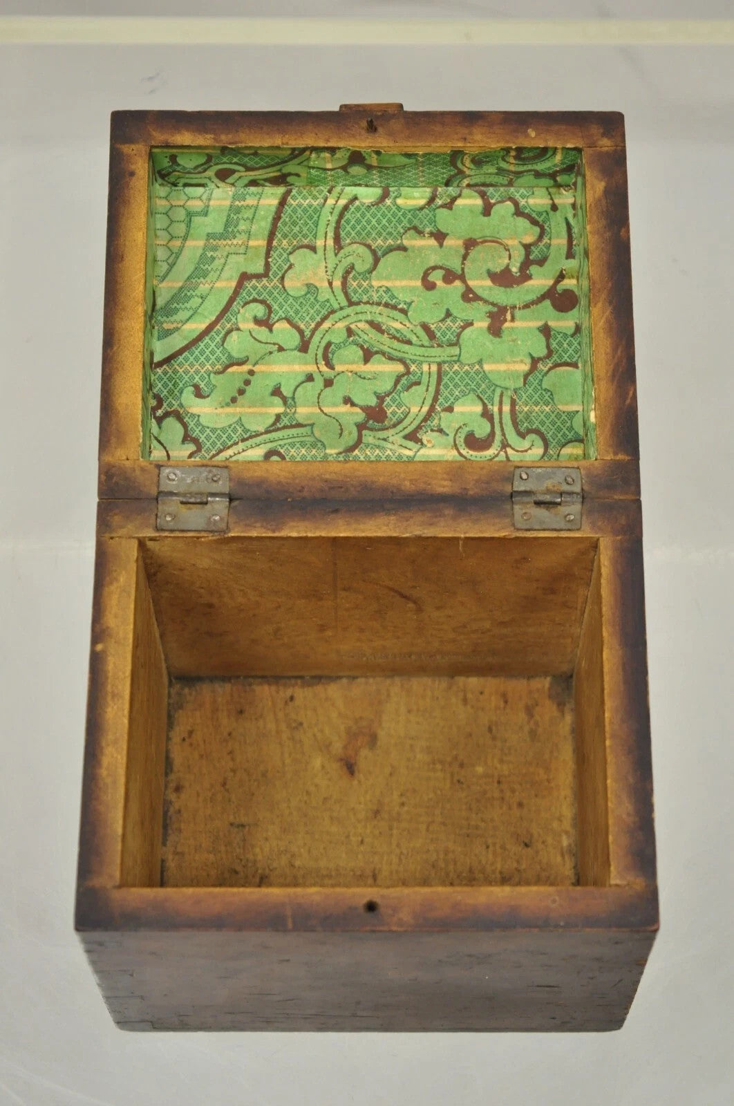 Antique English Victorian Dovetailed Walnut Tea Caddy Small Desk Trinket Box