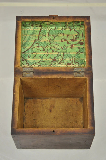 Antique English Victorian Dovetailed Walnut Tea Caddy Small Desk Trinket Box