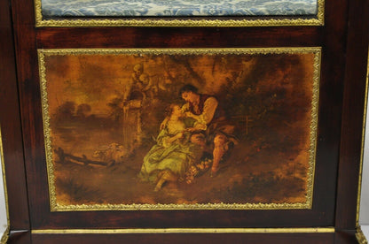 Antique French Louis XV Style Bronze Mount Hand Painted Curio Display Cabinet