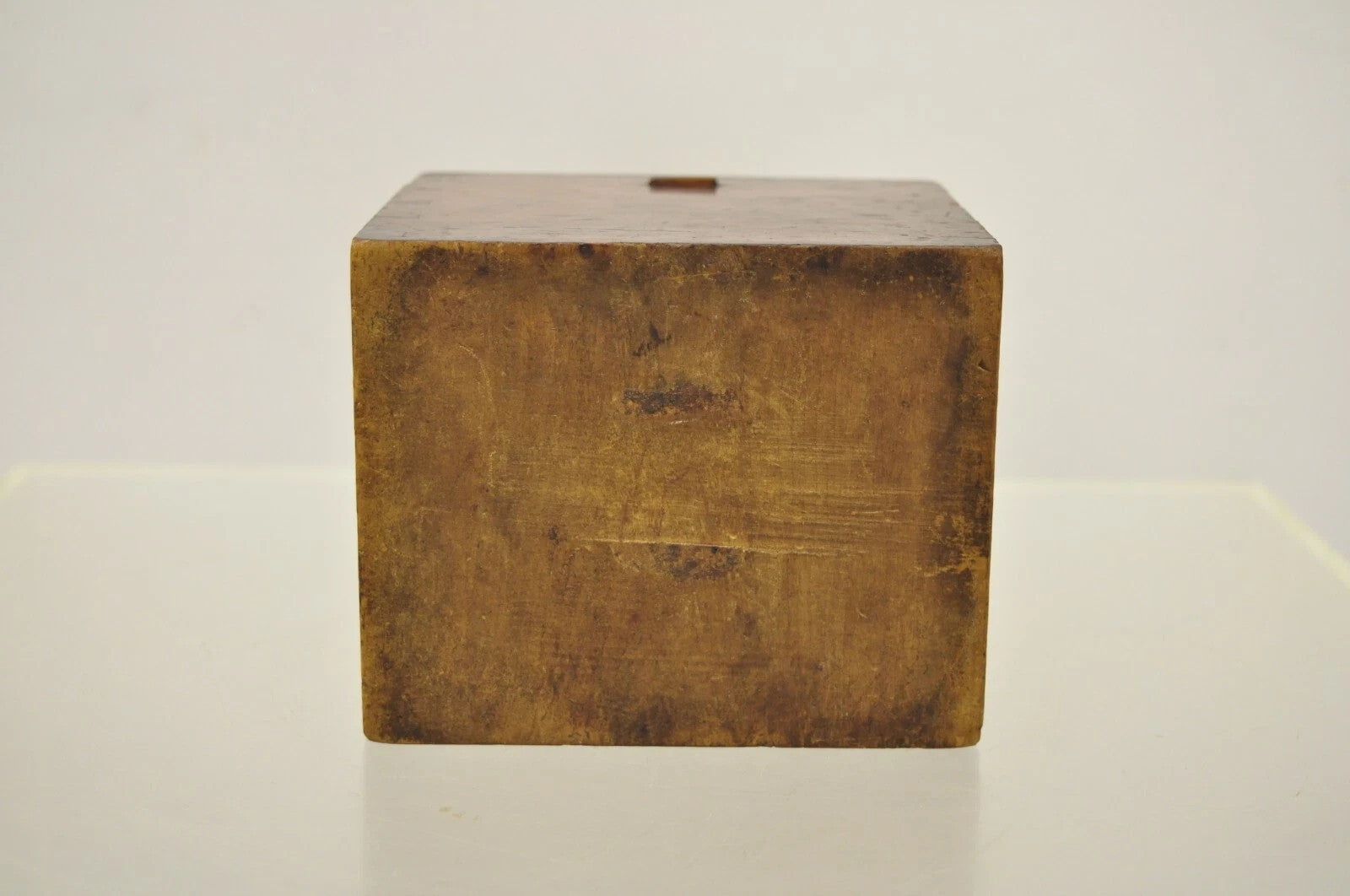 Antique English Victorian Dovetailed Walnut Tea Caddy Small Desk Trinket Box