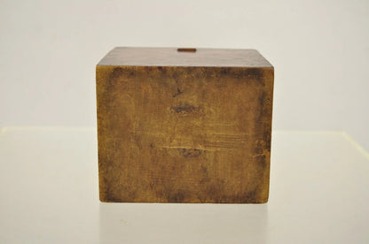 Antique English Victorian Dovetailed Walnut Tea Caddy Small Desk Trinket Box