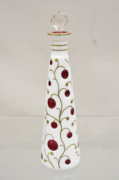 Vintage German Bohemian Cranberry Cased Glass 9" Small Decanter w/ Stopper