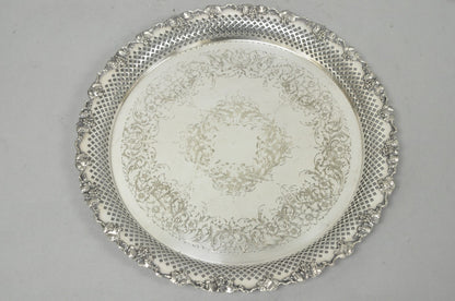 Vintage EG Webster & Son Silver Plated Grapevine Round Bar Serving Platter Tray