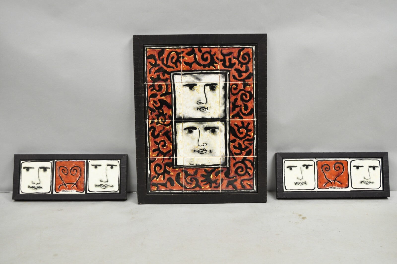 Modern Pablo Picasso Style Ceramic Tile Wall Art Set, Victor Alves 2009 - 3 Pcs