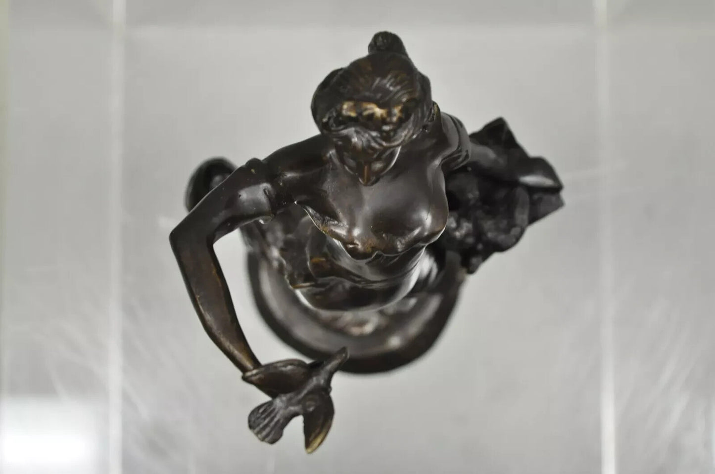 Vintage French Bronze Sculpture of Woman w/ Birds & Basket After Emile Guillemin