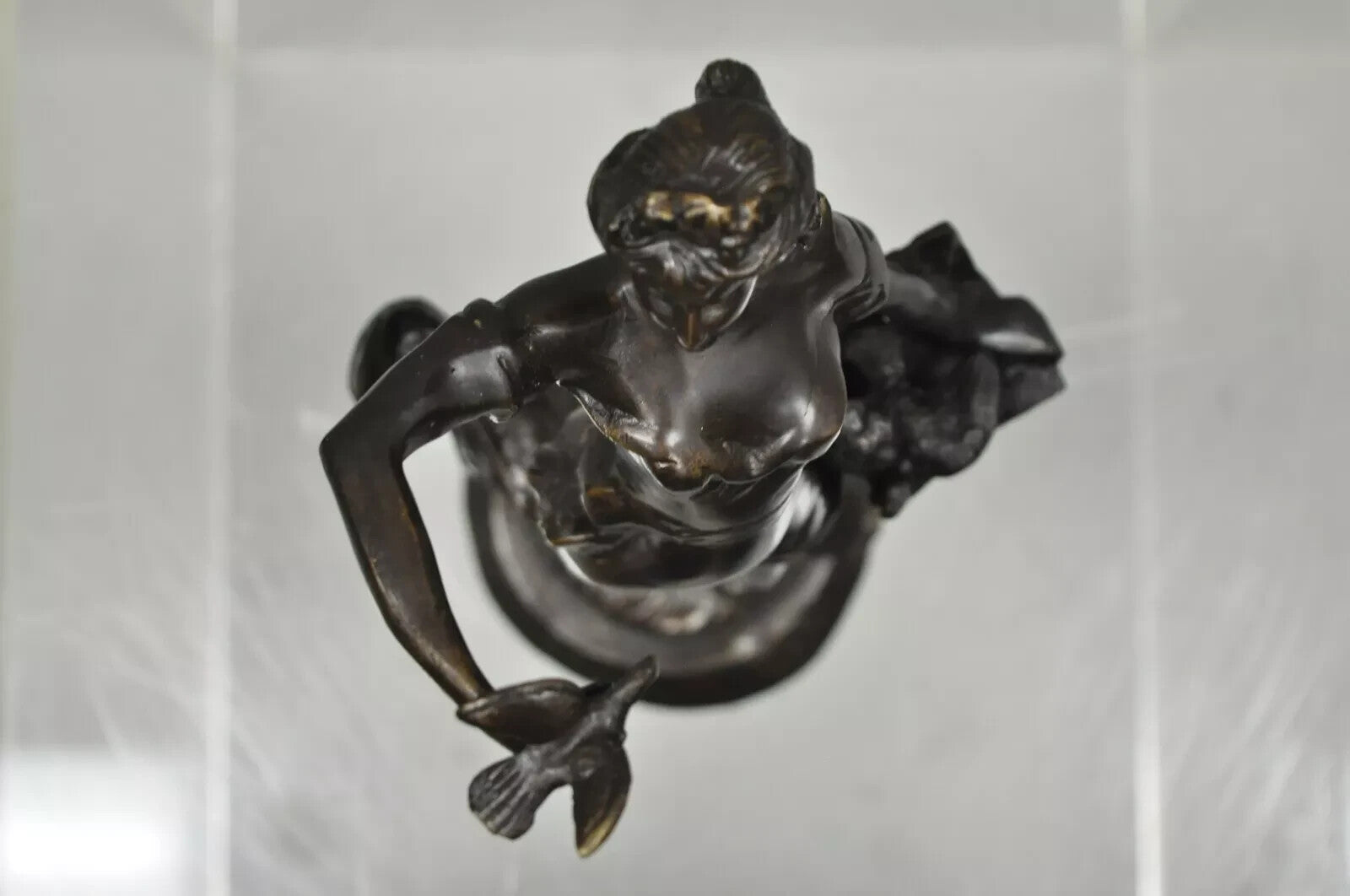 Vintage French Bronze Sculpture of Woman w/ Birds & Basket After Emile Guillemin