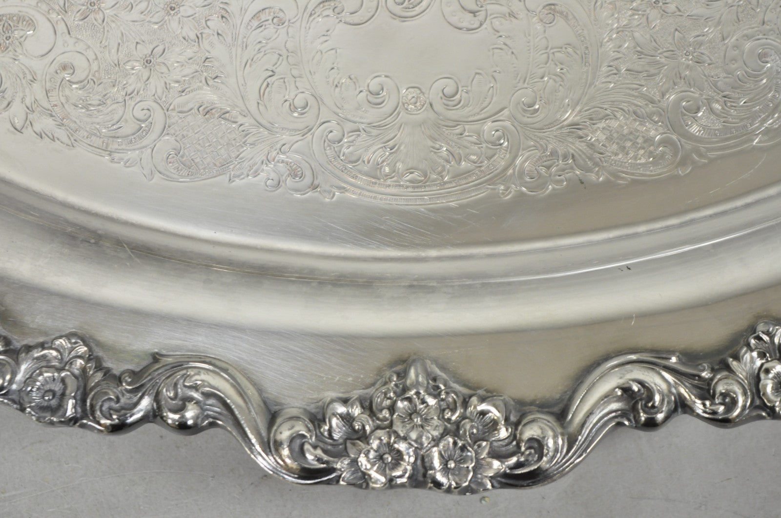 Vintage Poole 400 Lancaster Rose Silver Plated Bar Serving Platter Tray on Feet