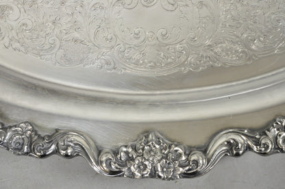 Vintage Poole 400 Lancaster Rose Silver Plated Bar Serving Platter Tray on Feet