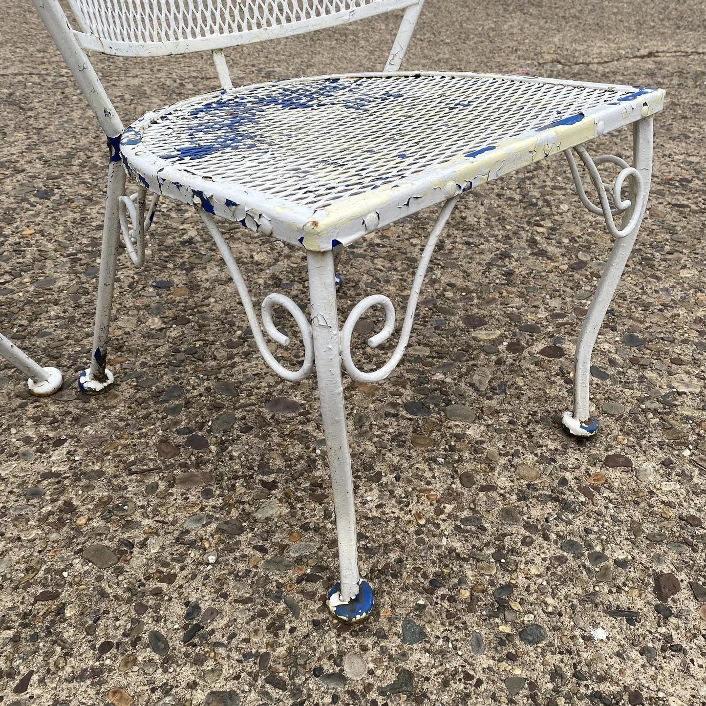 Vintage Wrought Iron Woodard Salterini Style Mid Century Patio Arm Chairs - Pair