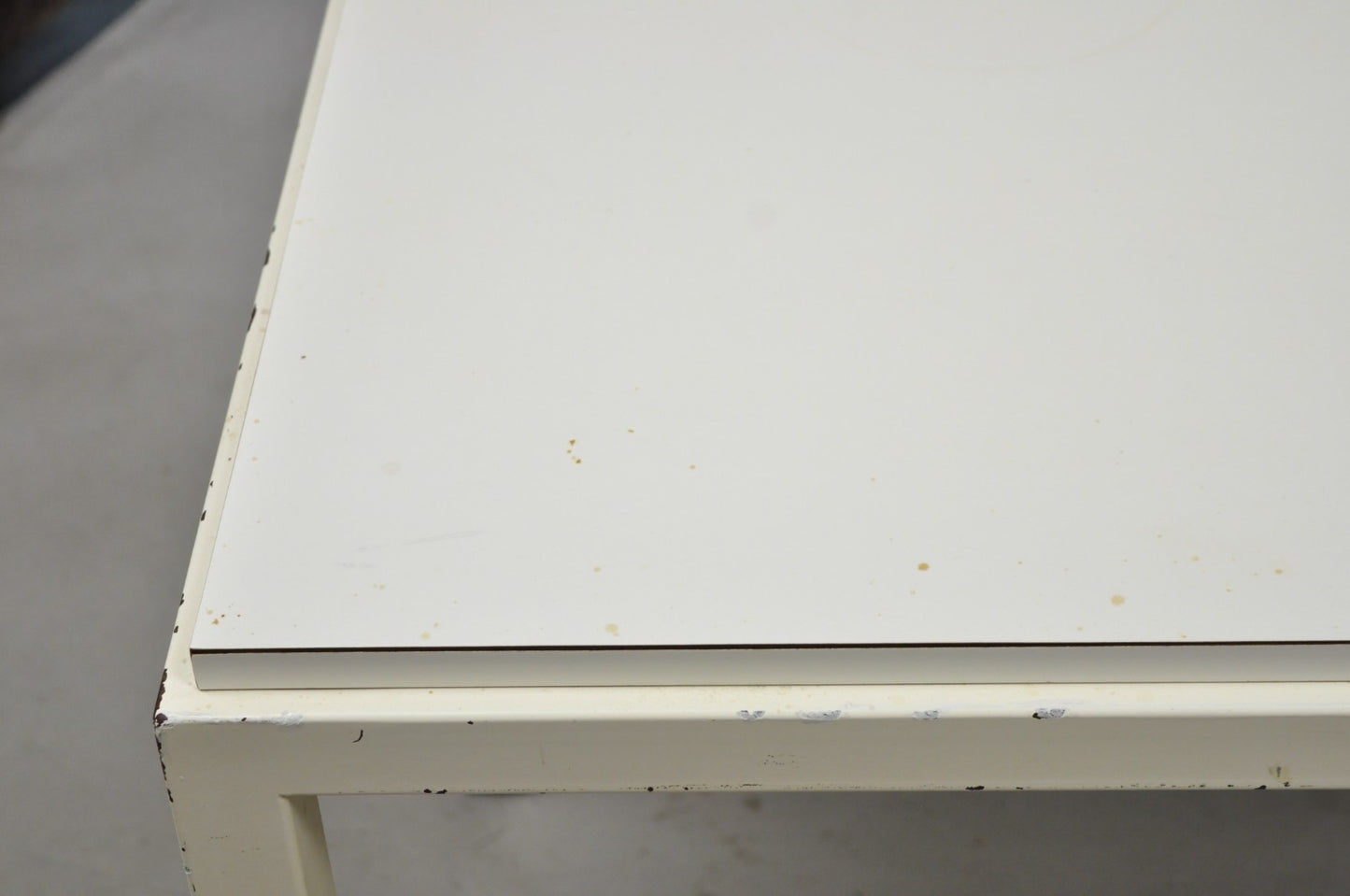 Vintage Mid Century Modern Steel Metal White Laminate Top Coffee Table Bench