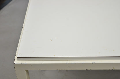 Vintage Mid Century Modern Steel Metal White Laminate Top Coffee Table Bench