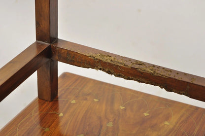 Antique Anglo Indian Brass Marquetry Inlay Nesting Side End Tables - Set of 4