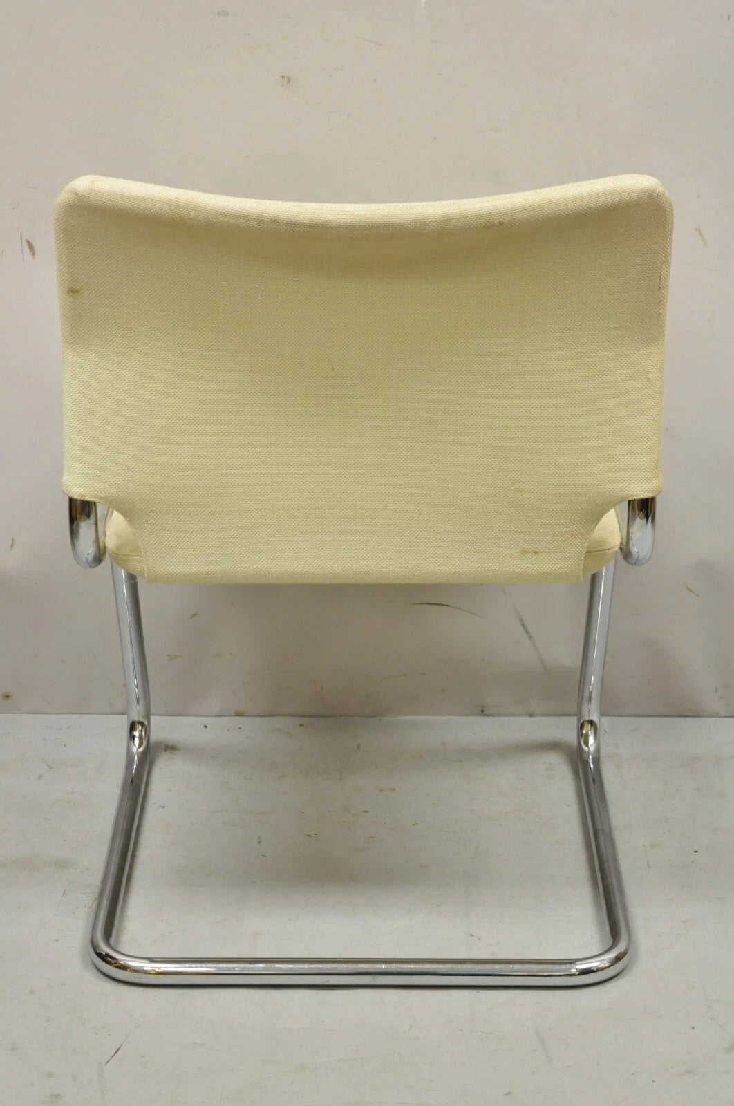 Mid Century Modern Milo Baughman Style Tubular Chrome Cantilever Side Chair