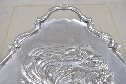 Vintage Lenox Retired Large Rooster Pewter Metal Holiday Serving Platter Tray