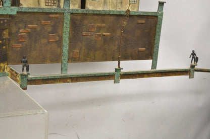 Curtis Jere Mid Century Modern Large Mixed Metal Copenhagen City Wall Sculpture