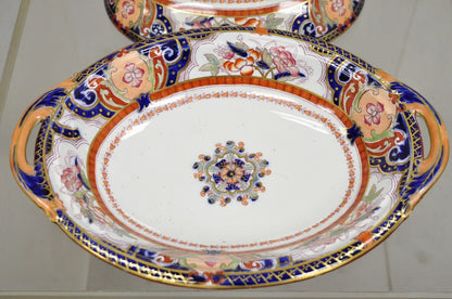 19th C English Ironstone Diamond Patent Covered Vegetable Soup Tureen - a Pair