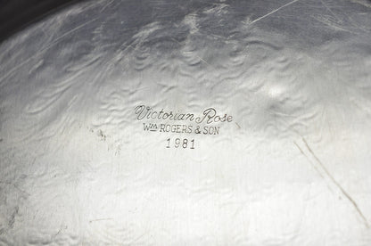 Vintage WM Rogers & Son "Victorian Rose" Silver Plated Oval Serving Platter Tray