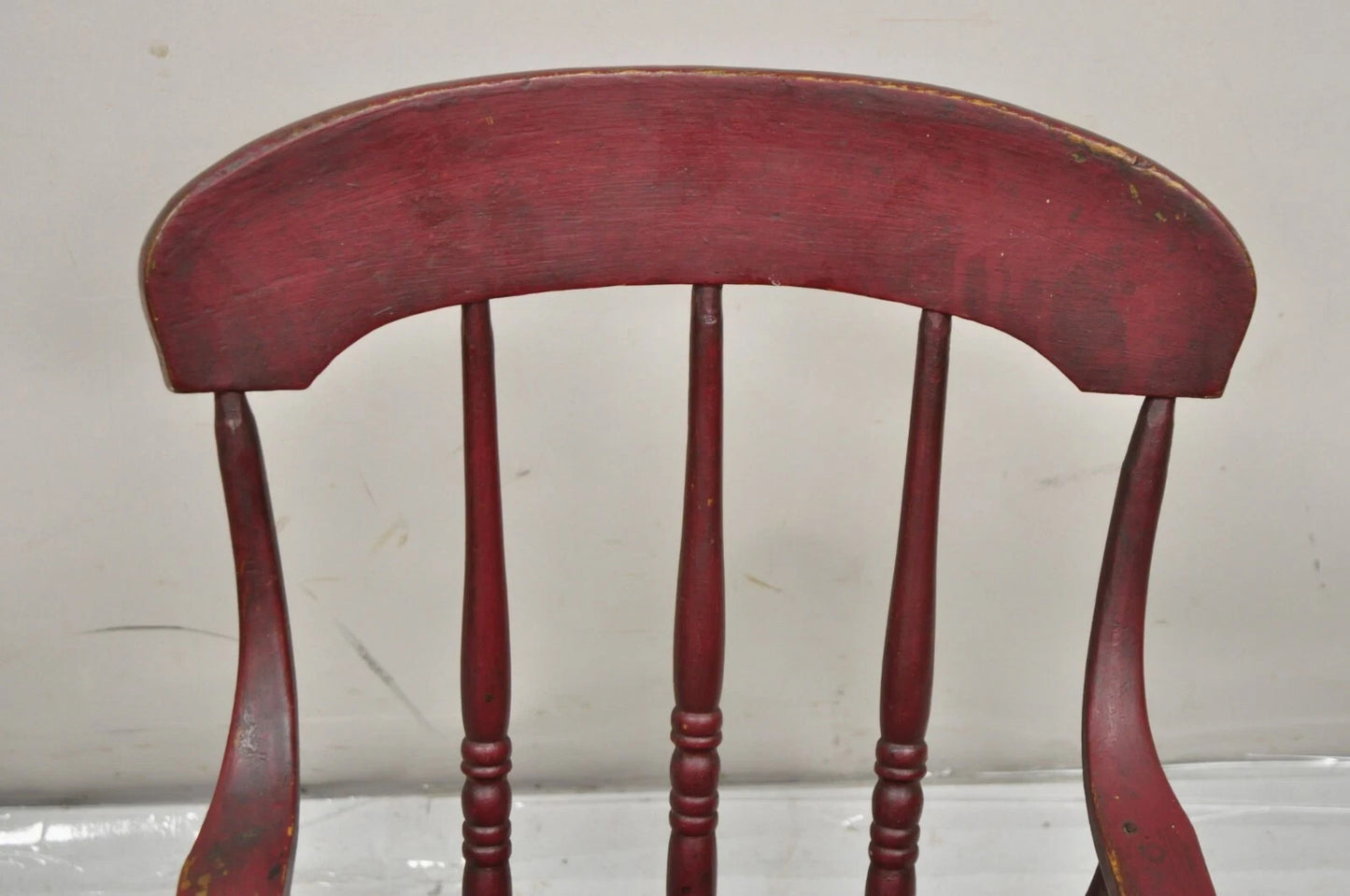 Antique American Primitive Spindle Back Small Child's Rocker Rocking Chair