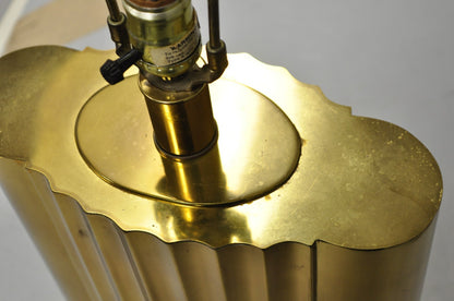 Vintage Paul Hanson MCM Hollywood Regency Burnished Brass Fluted Table Lamp