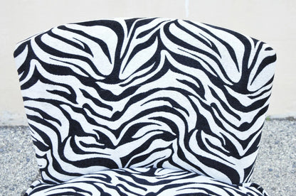 Contemporary Modern Zebra Print Upholstered Round Swivel Club Lounge Chair