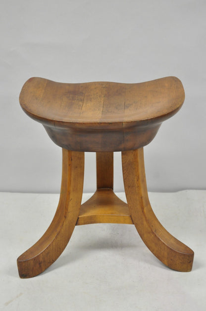 Vintage Mid Century Modern Mahogany Adolf Loos Theban Style Tripod Saddle Stool