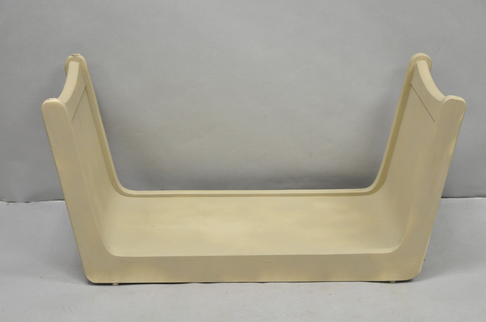 Vintage Mid Century Modern Painted Walnut Waterfall Base Glass Top Coffee Table