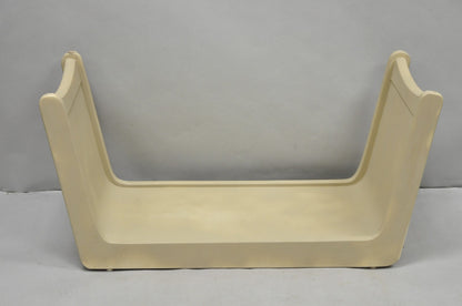 Vintage Mid Century Modern Painted Walnut Waterfall Base Glass Top Coffee Table