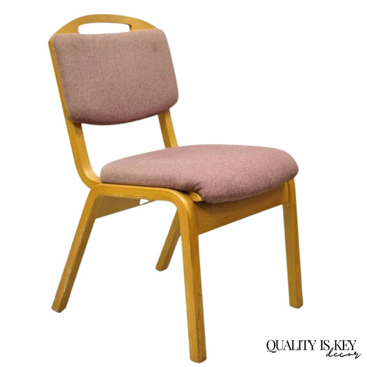 Vintage Sauder Designare Mid Century Modern Pink Bentwood Stacking Side Chair