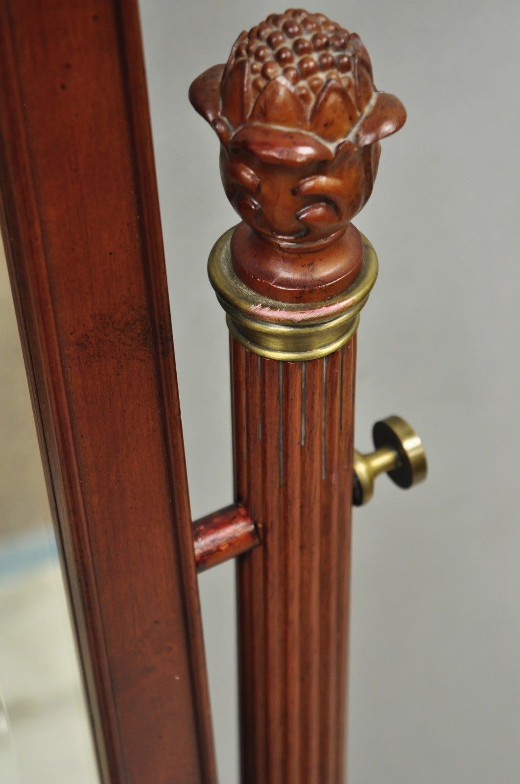 Bombay Company Cherry Wood Victorian Style Standing Cheval Mirror with Drawer