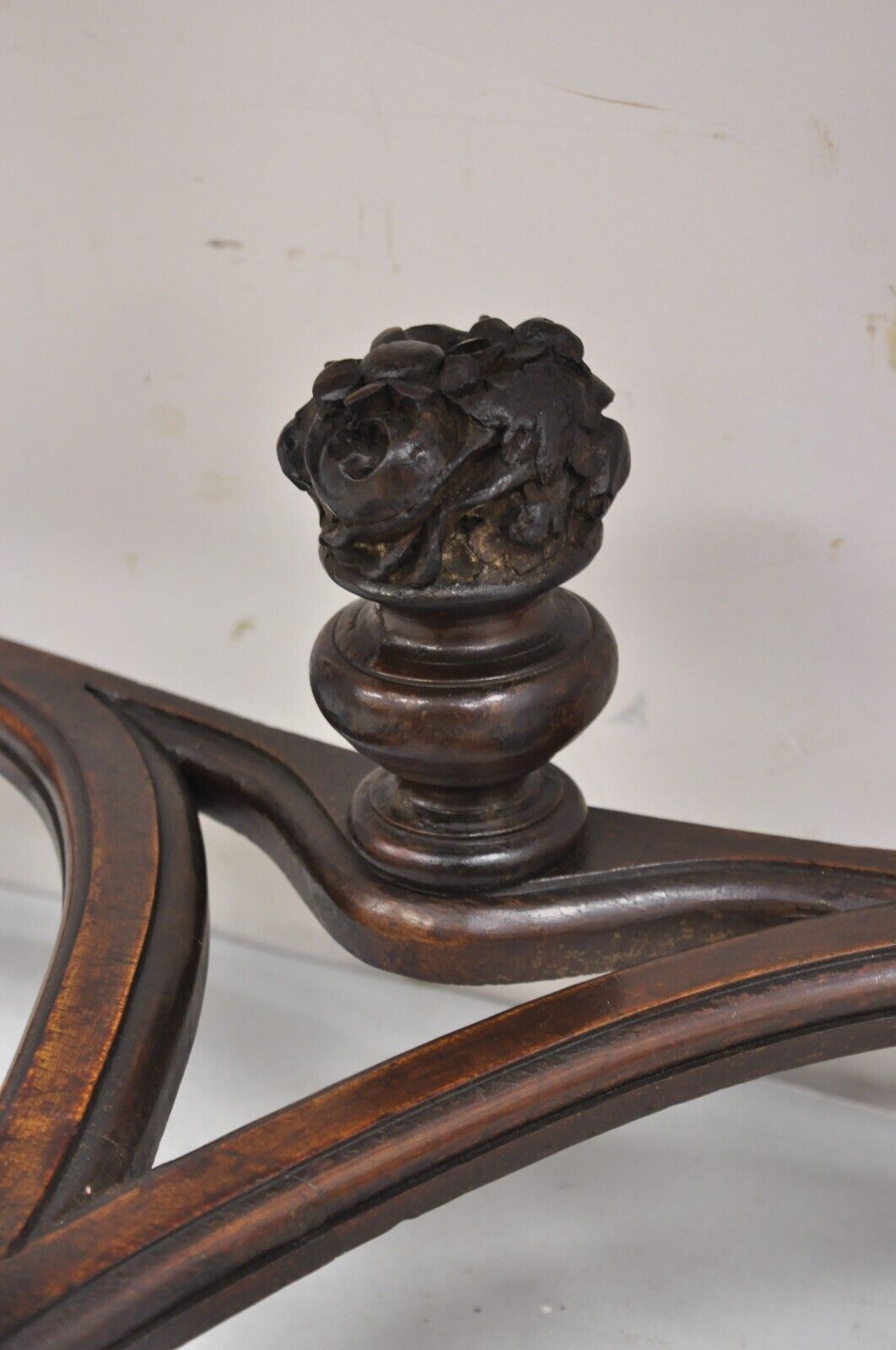 Antique French Louis XVI Carved Black Marble Top Demilune Console Hall Table