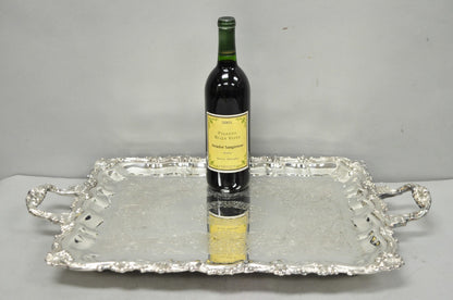 Vintage Sheridan English Victorian Silver Plated Footed Serving Platter Bar Tray