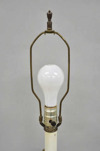 Antique French Renaissance Brass Religious Church Candlestick Table Lamp