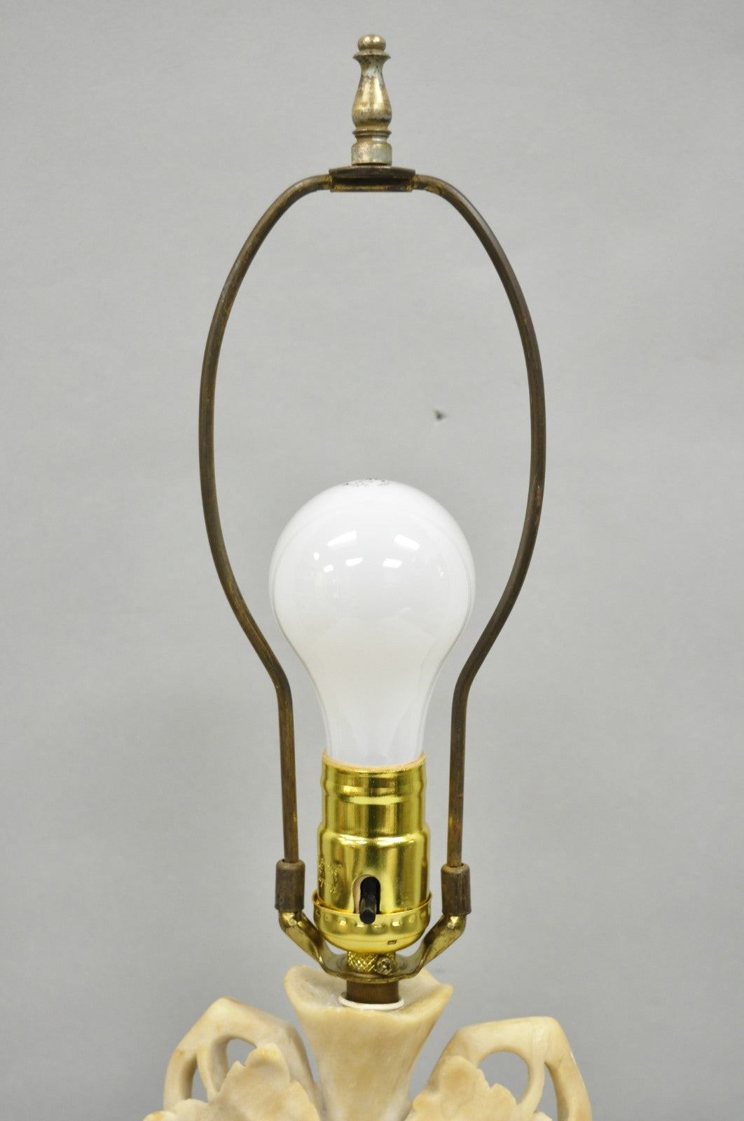 Art Nouveau Italian Carved Alabaster Marble Small Urn & Grapevine Table Lamp