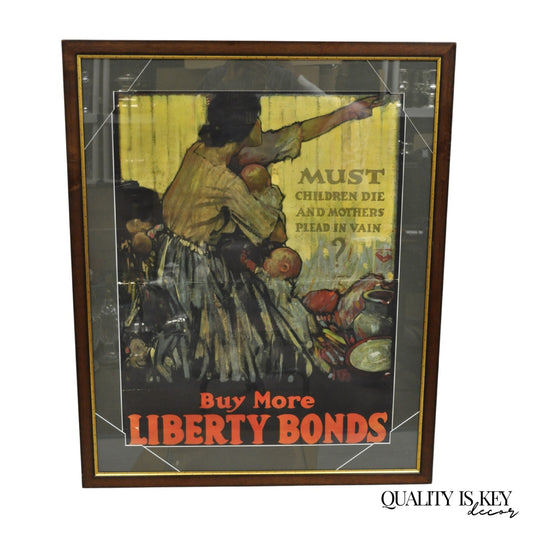 World War 1 "Must Children die & Mothers Plead in Vain Framed" Poster