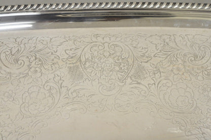 Vintage Victorian EPC Silver Plated Etched Twin Handle Serving Platter Tray