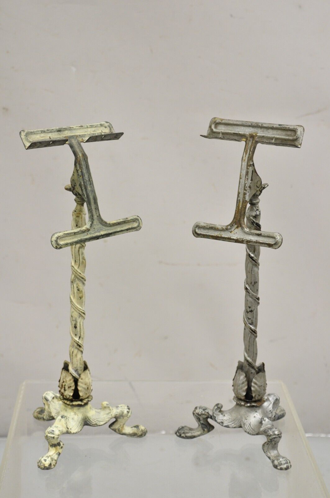 Antique Victorian Cast Iron Tripod Paw Feet General Store Retail Display - Pair